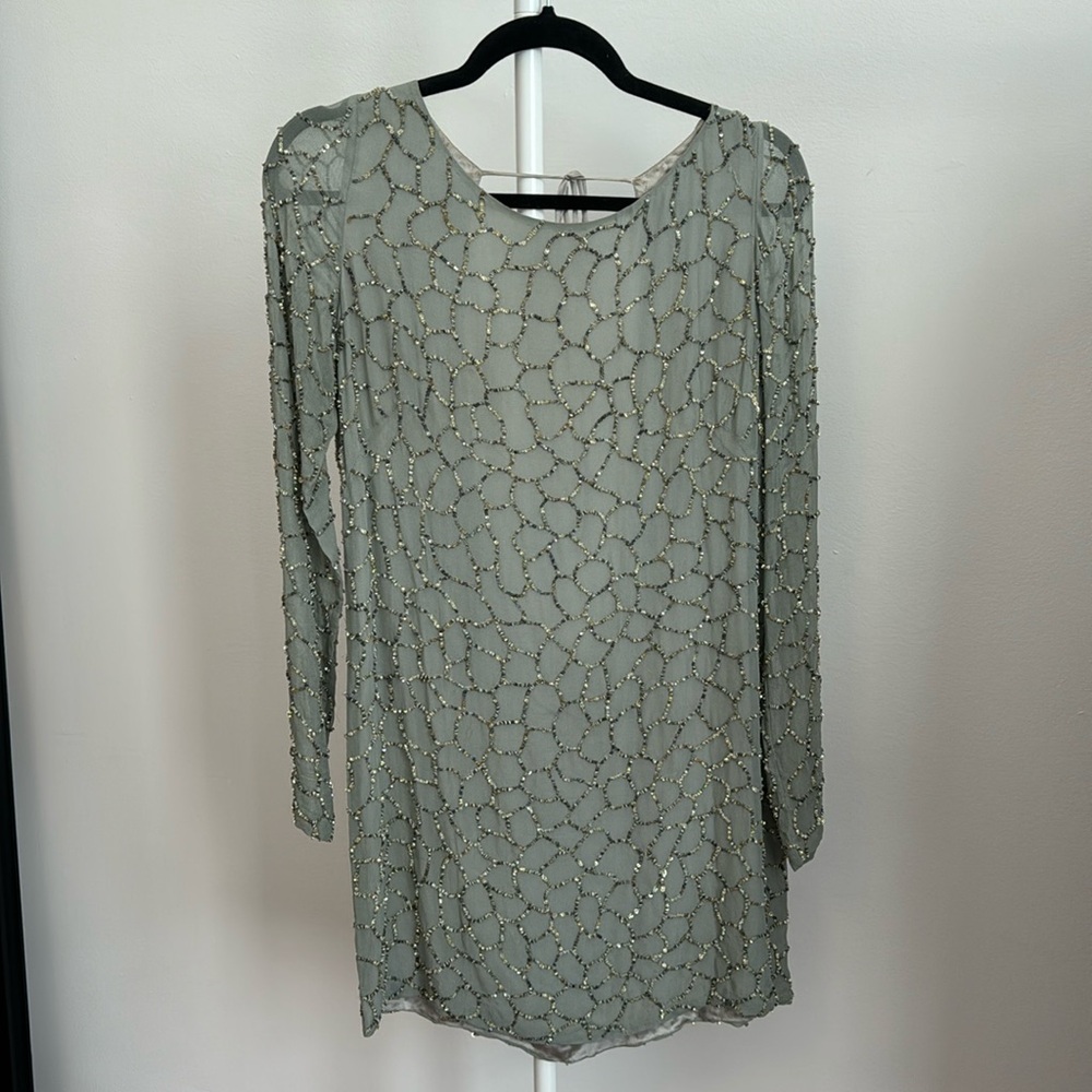 HEATHER SILK EMBELLISHED DRESS